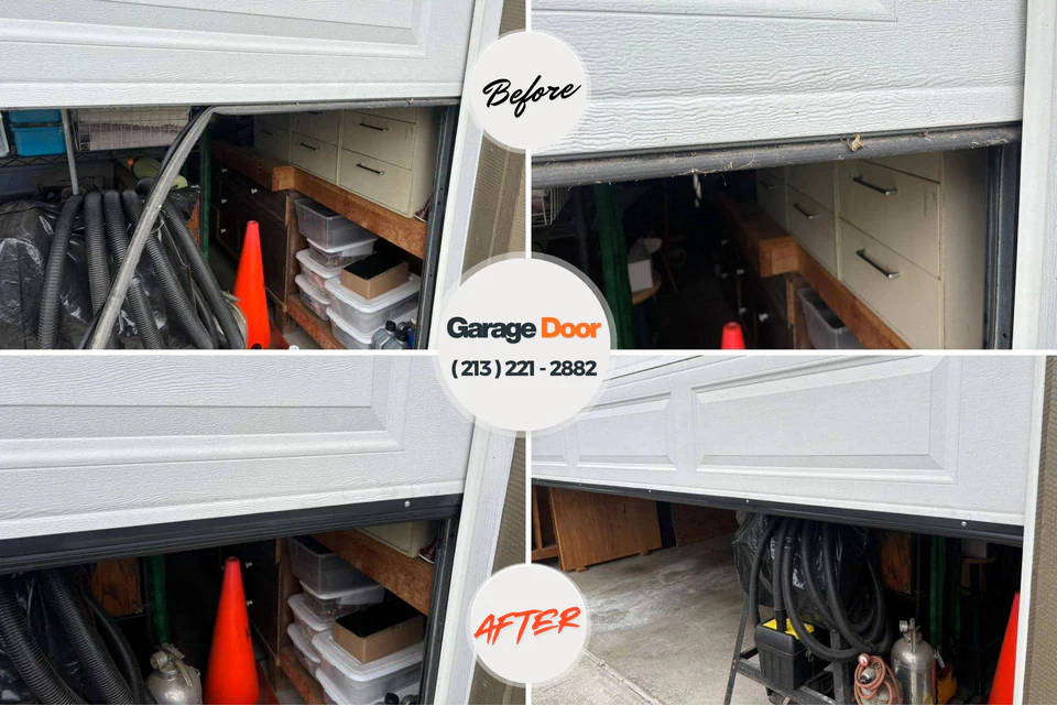 Before and after: garage door installation Gardner, IL
